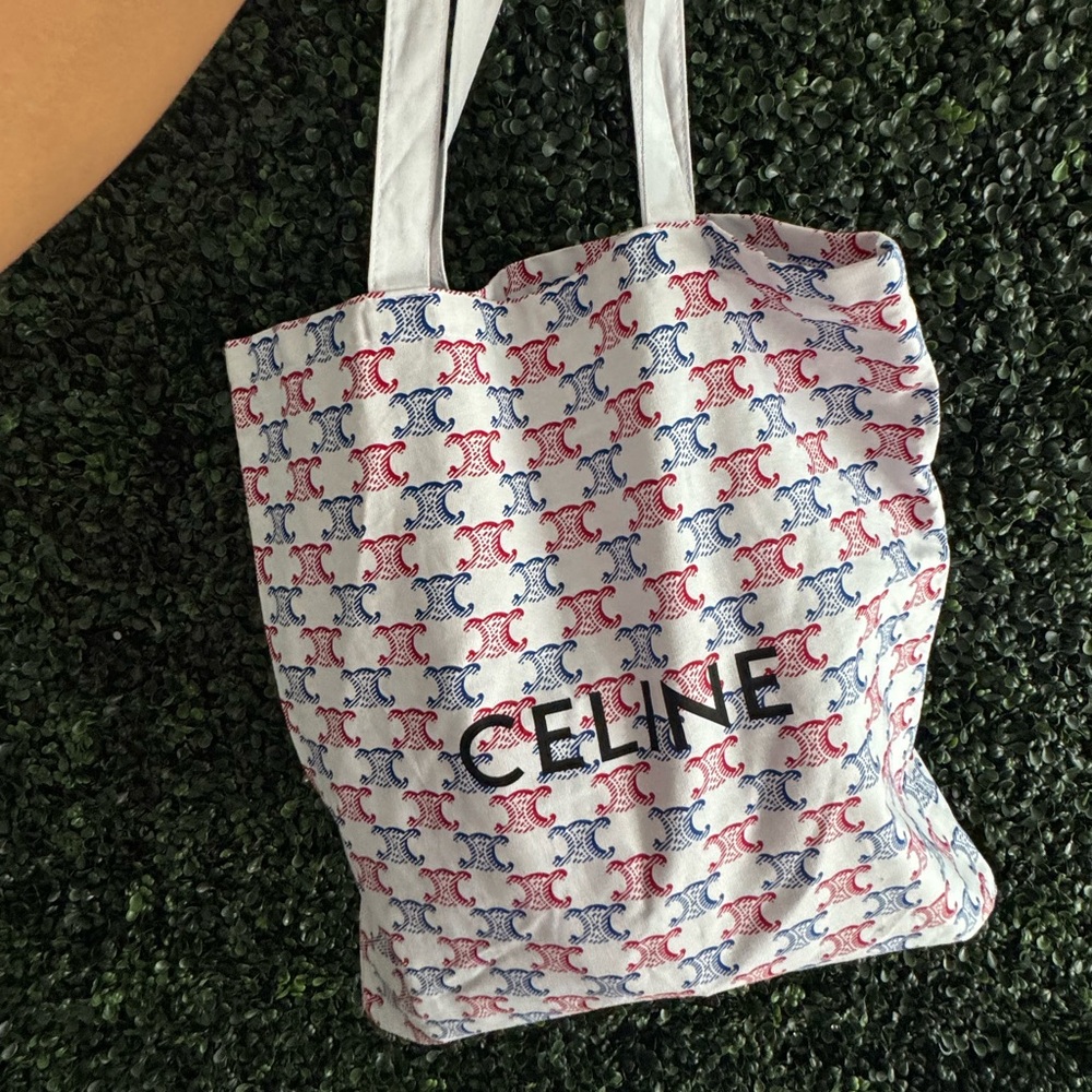Celine White Tote with Subtle Pattern